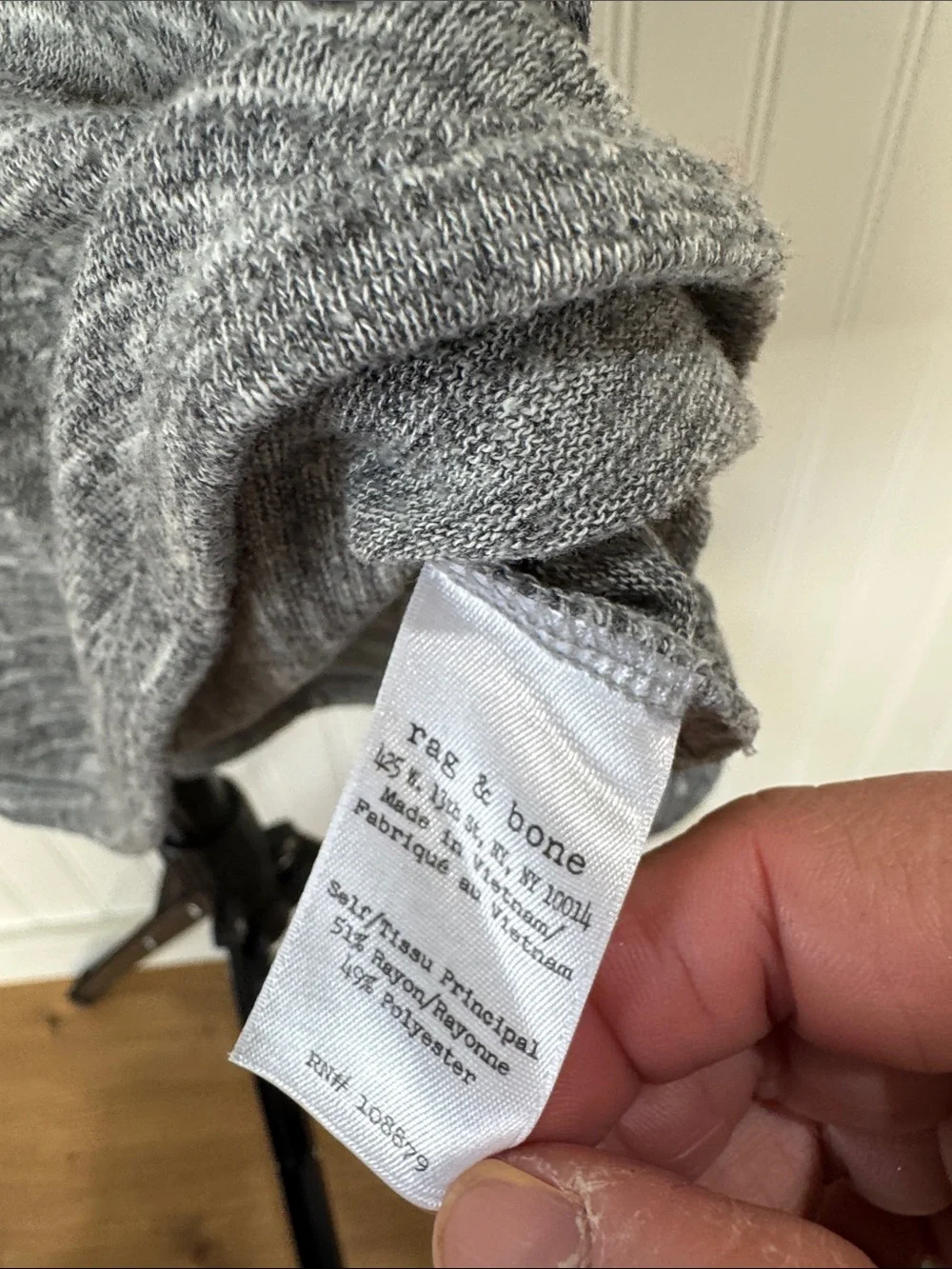 #104 RAG & BONE/JEAN Gray Heather (Space Dye) Knit Tank Top L - Picture 6 of 6